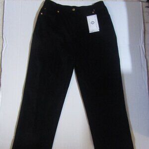St. John Marie Gray Black Velvet Signature Straight Jeans Pants Size 14 NWT